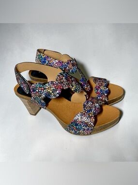 Penny Poppy Heel Leather Sandals size 8